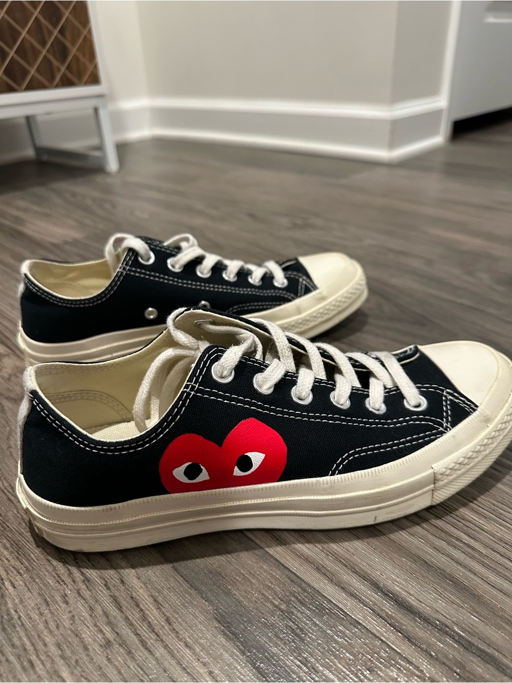 Comme des Garcons PLAY Black Converse Chuck Taylor Sneakers with Red Heart Logo